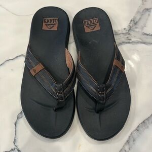 Reef Flip Flops Mens 12 Cushion Phantom 2.0 LE Black Coffee Leather Sandal